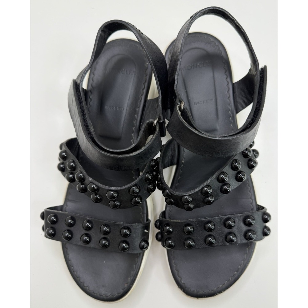 Moncler Women's Black Studded Two Strap Sandals Size‎ 38 EU 8 US